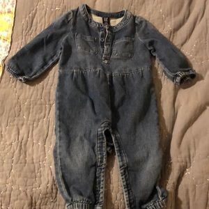 Baby gap girls long sleeve denim romper